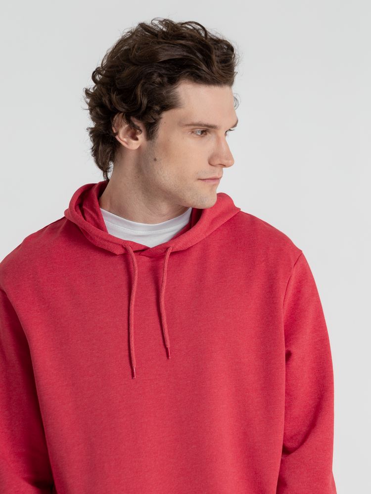 Толстовка с капюшоном унисекс Hoodie, красный меланж, размер L