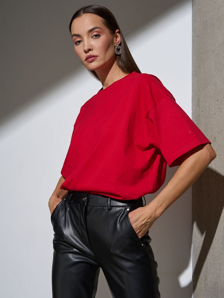 Футболка Oversize Premium, красная, размер XL