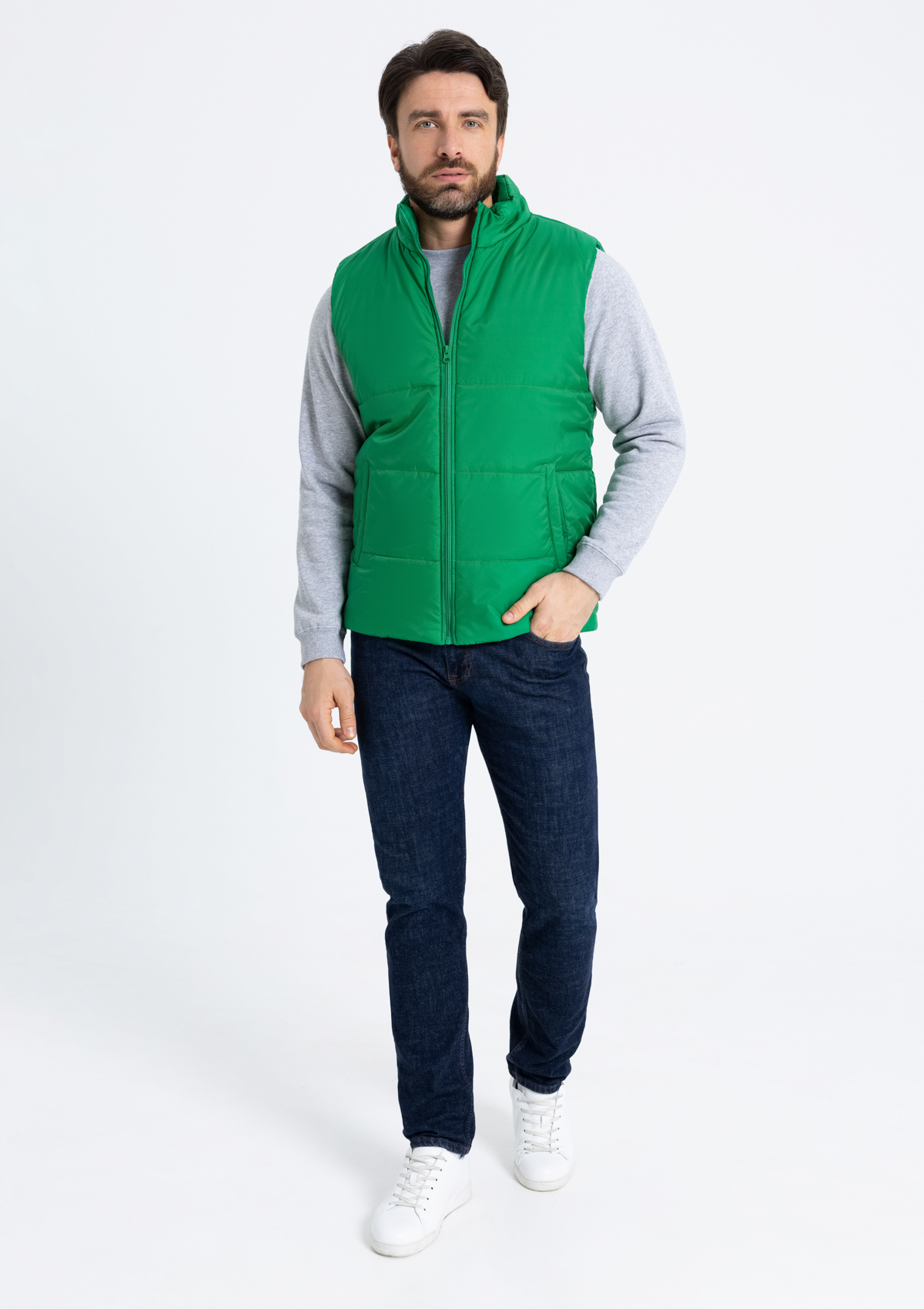 Свитшот унисекс STAN футер с начёсом 260, 53, Серый меланж,  (50/60)  (52/XL)