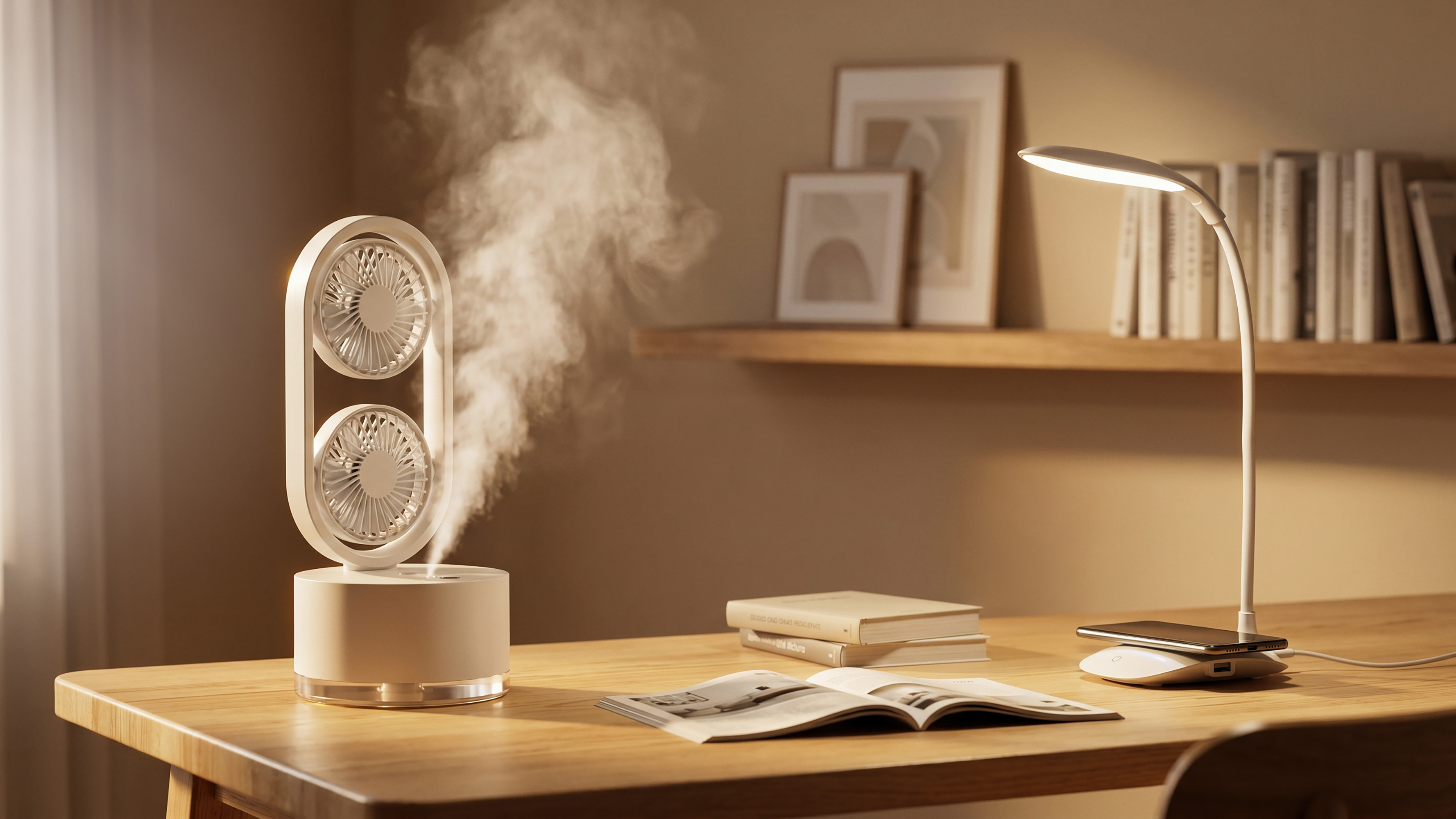 Портативный увлажнитель воздуха "Smart Wind" с двумя вентиляторами, белый