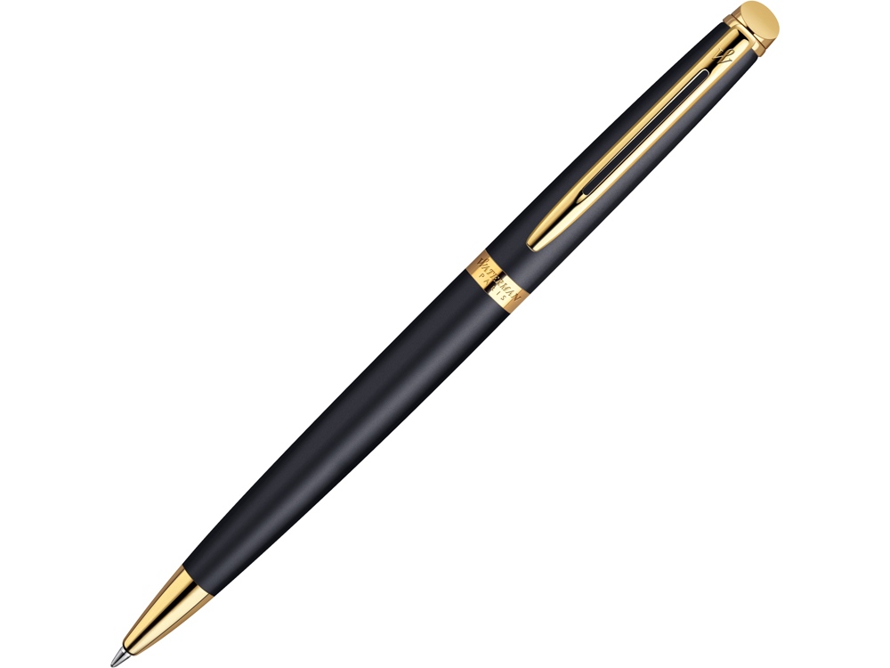 Ручка шариковая Hemisphere Matt Black GT M с логотипом Waterman | Print Logo