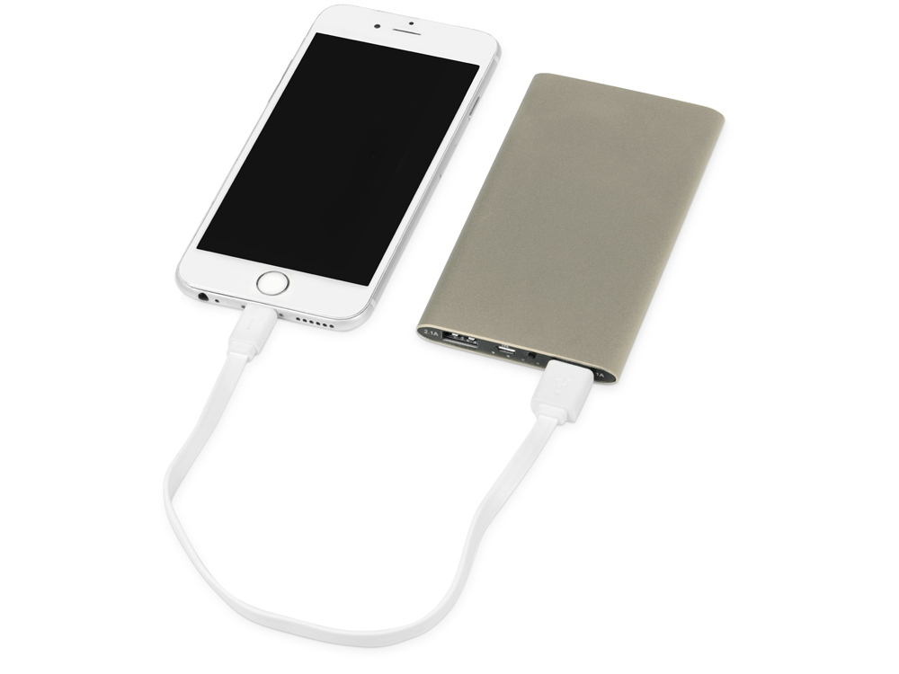 Портативное зарядное устройство Мун с 2-мя USB-портами, 4400 mAh, бронзовый