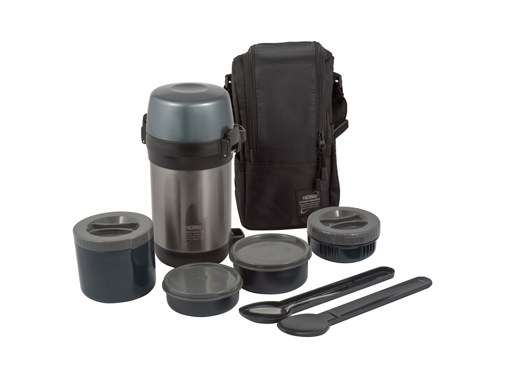 Термос контейнерами и ложкой Thermos JLS-1601 с логотипом THERMOS | Print Logo