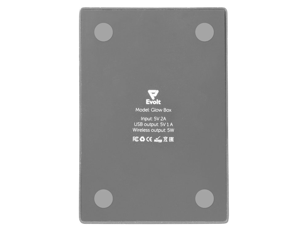 Беспроводная зарядка-подставка с подсветкой Glow box, серый (Р)