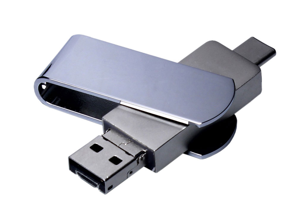 USB 2.0-флешка на 32 Гб 3-в-1 с разъемами Micro USB и USB-C с логотипом  | Print Logo