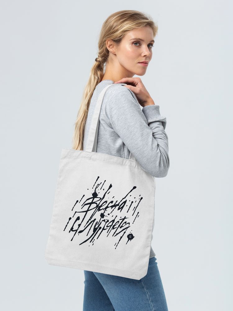 Холщовая сумка «Весна случается» — пример нанесения логотипа (Ловец слов) | Print Logo
