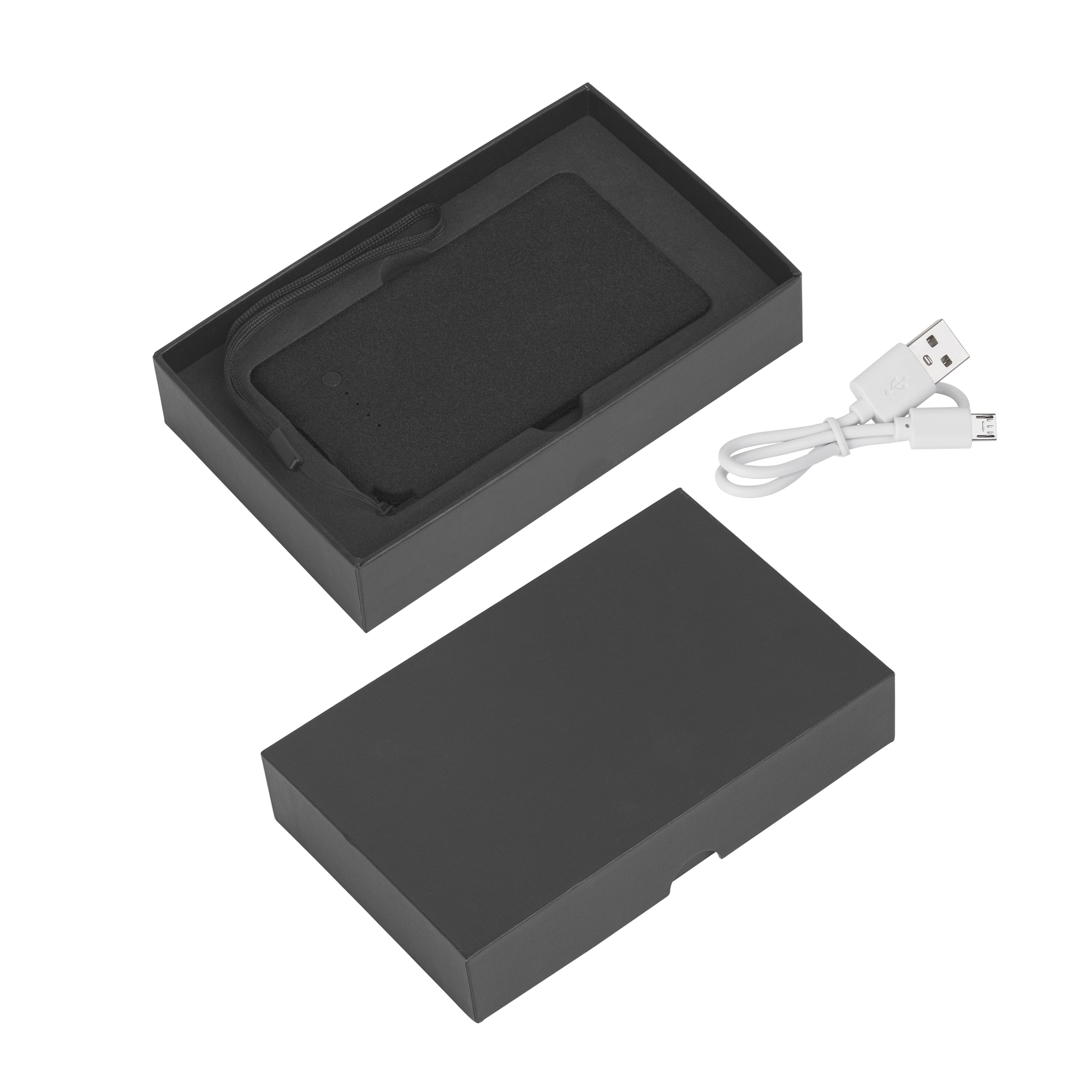 Зарядное устройство "Камень" с покрытием soft grip, 4000 mAh в подарочной коробке, черный # фото на сайте Print Logo.