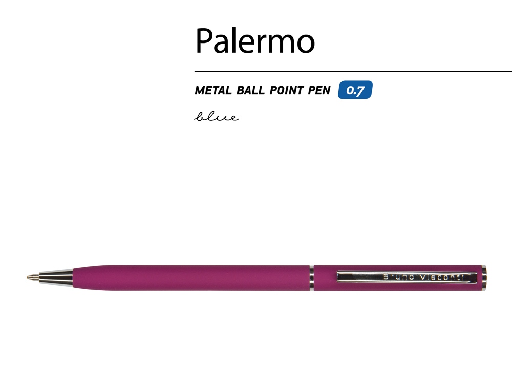 Ручка шариковая автоматическая BrunoVisconti® PALERMO цвет корпуса бордовый, soft-touch, 0.7 мм