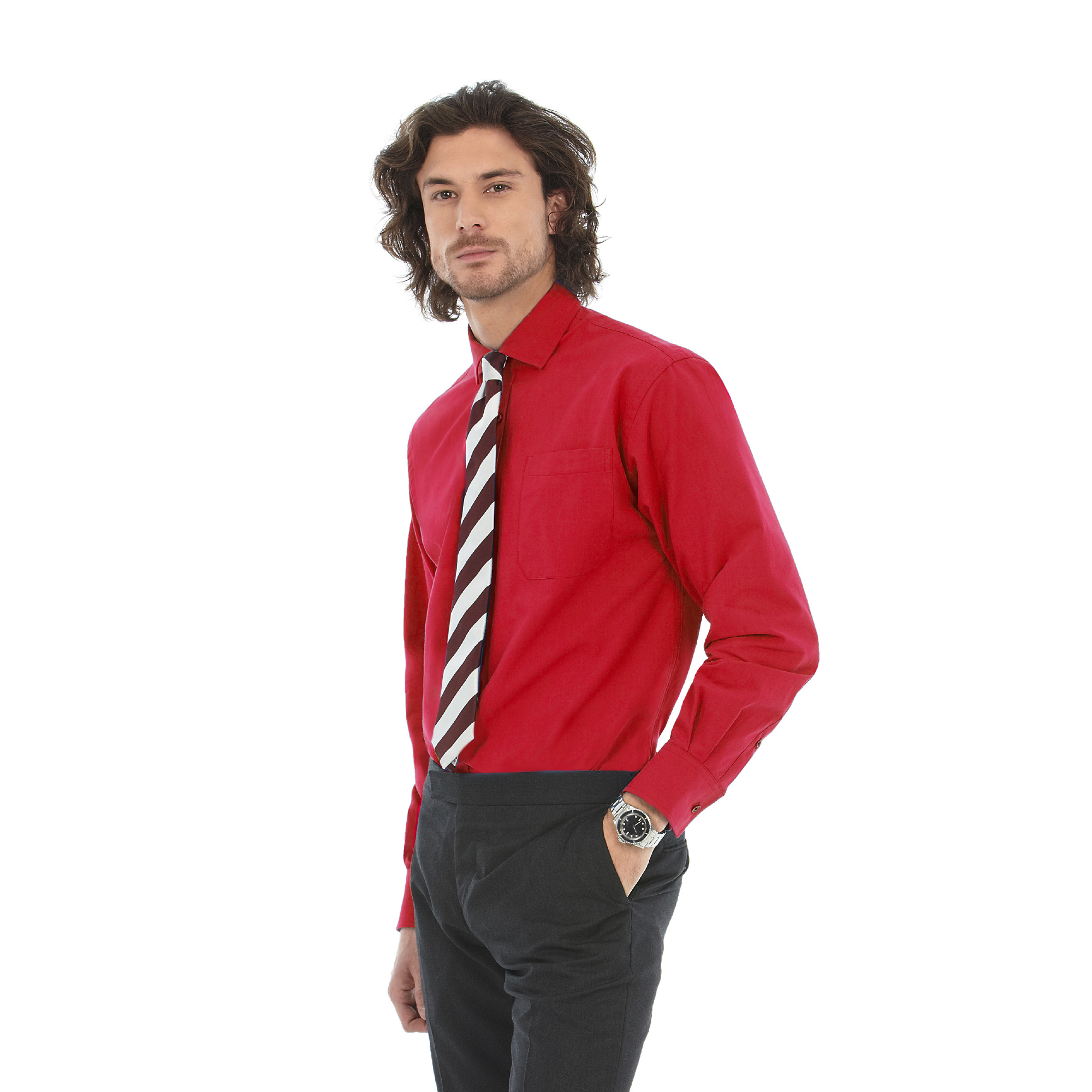 Рубашка мужская с длинным рукавом Heritage LSL/men с логотипом B&amp;C | Print Logo