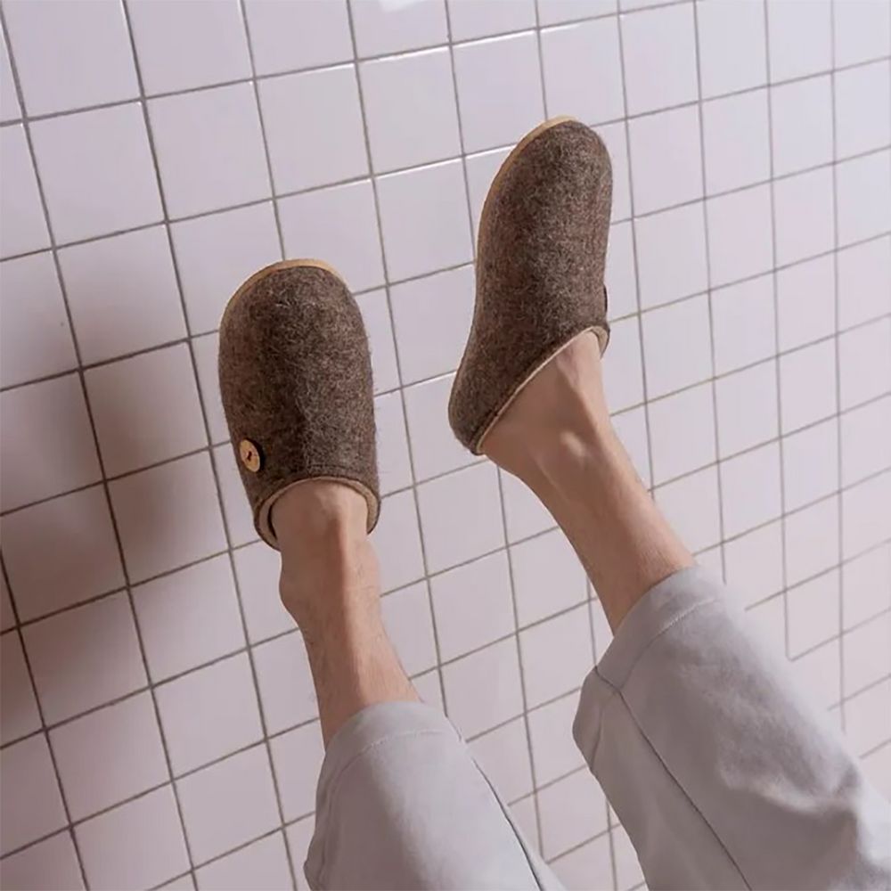 Домашние валенки Step, серо-коричневые (натуральные), размер 46