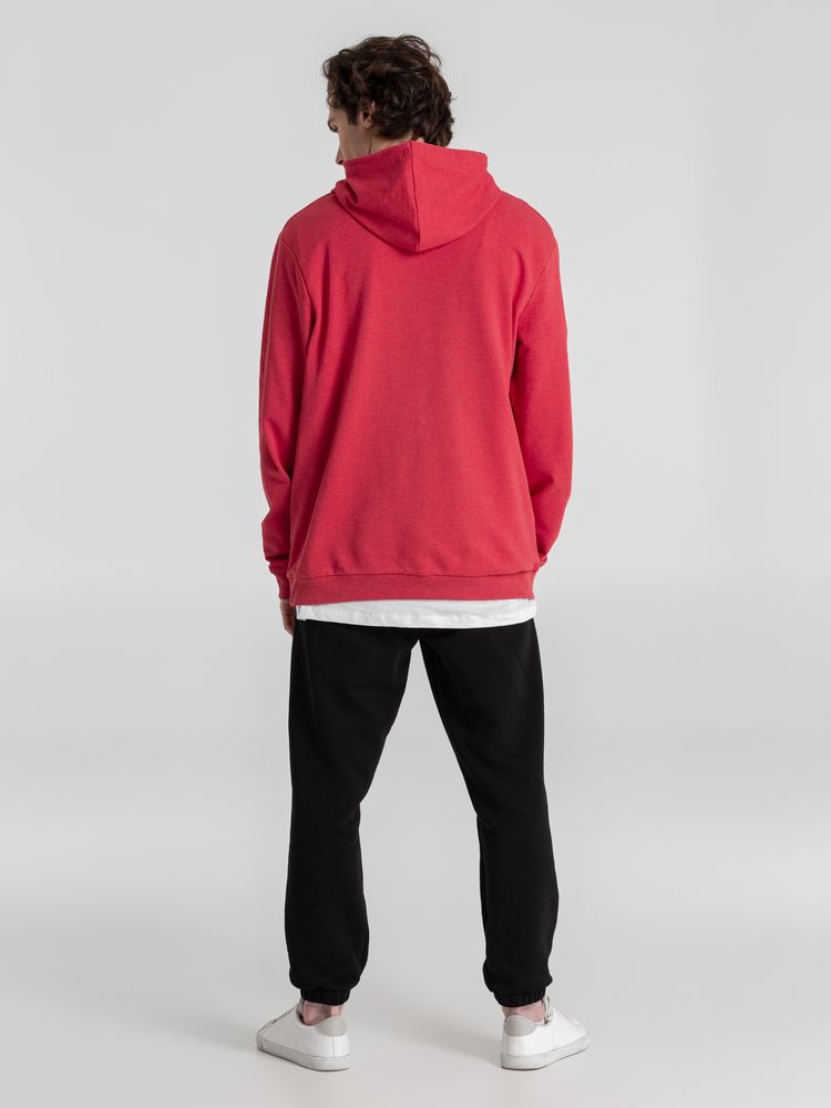 Толстовка с капюшоном унисекс Hoodie, красный меланж, размер L