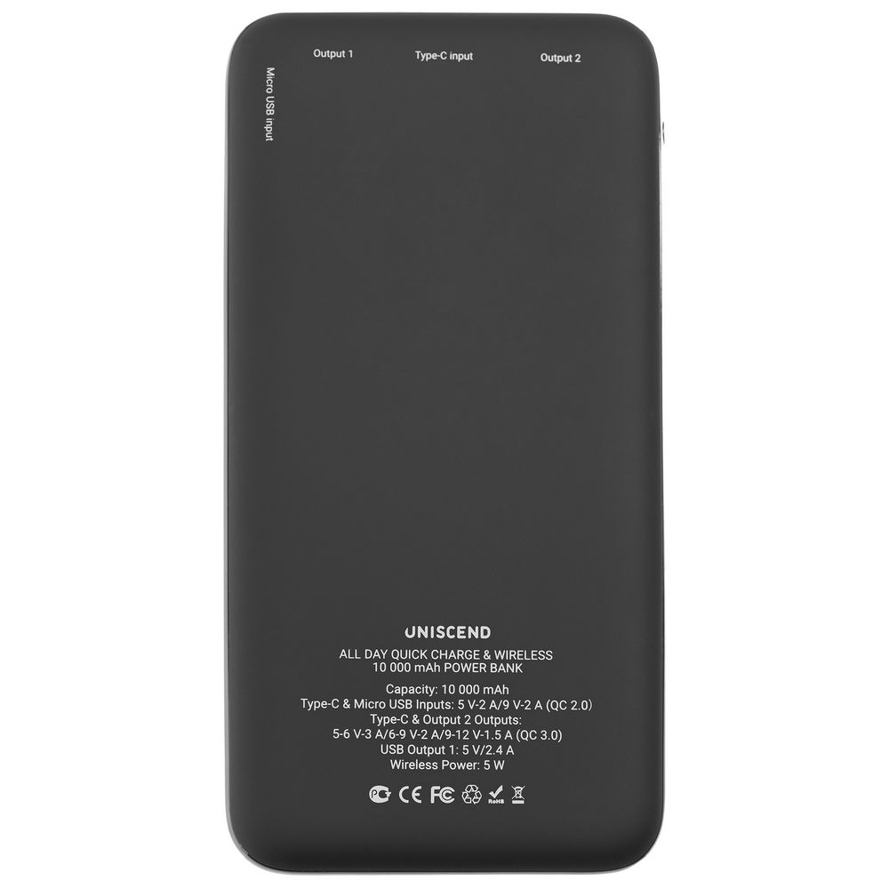 Аккумулятор Quick Charge Wireless 10000 мАч фото на сайте Print Logo.