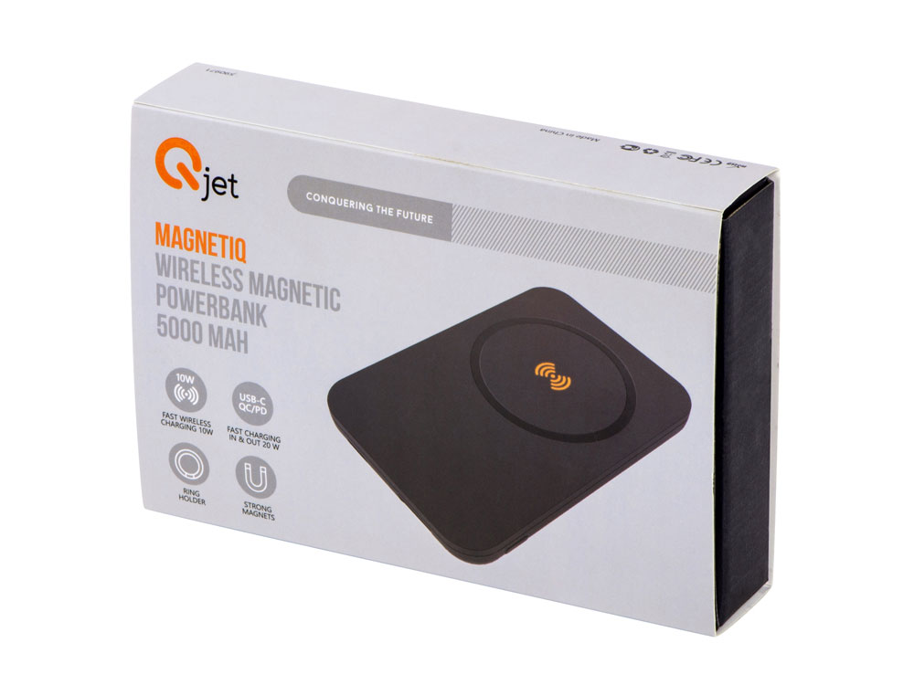 Магнитный беспроводной внешний аккумулятор MagnetIQ, 5000 mah, 10 W, черный (Р)