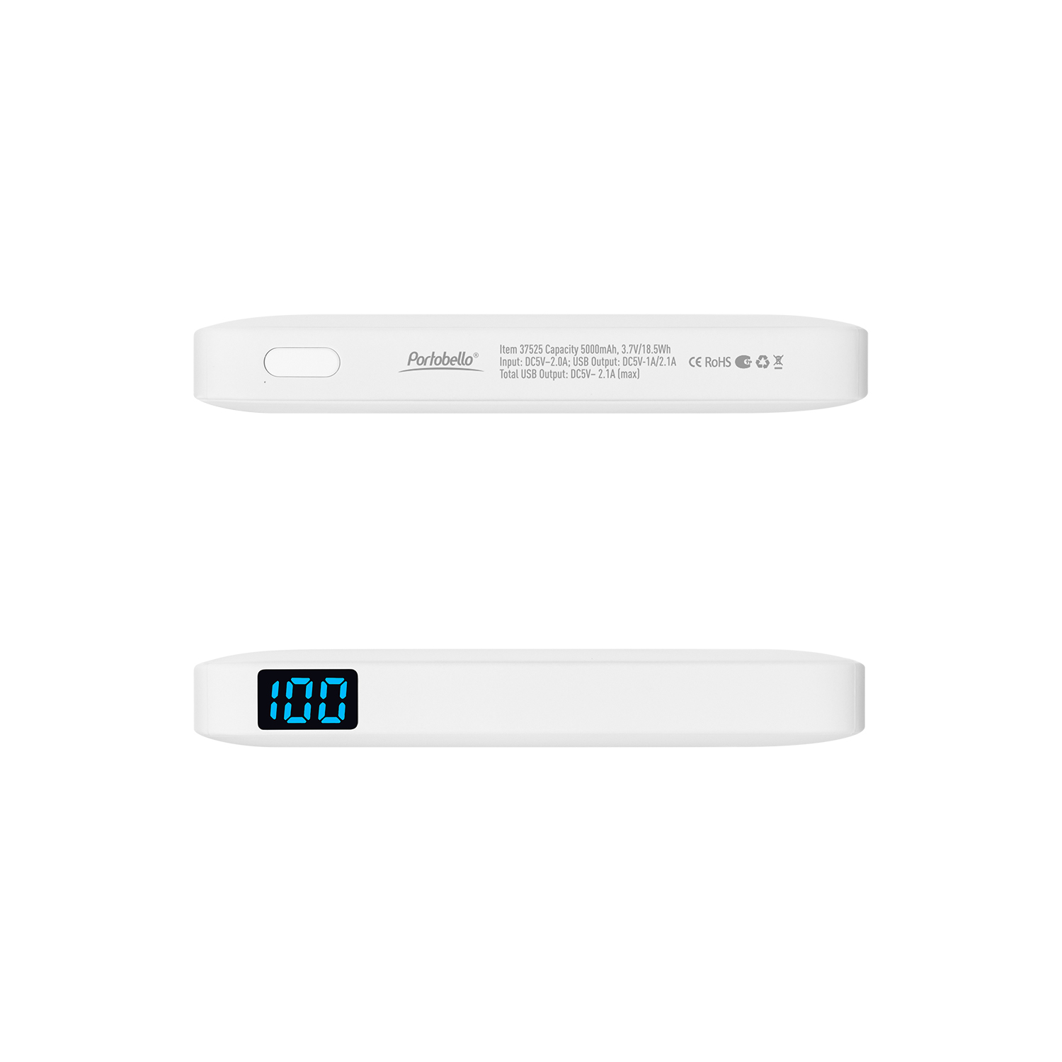 Внешний аккумулятор с подсветкой Анкор (Ancor) 5000 mAh, белый