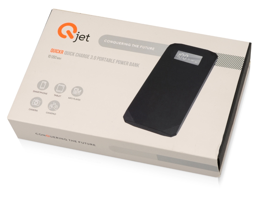 Портативное зарядное устройство Quickr с функцией быстрой зарядки, 10000 mAh, черный