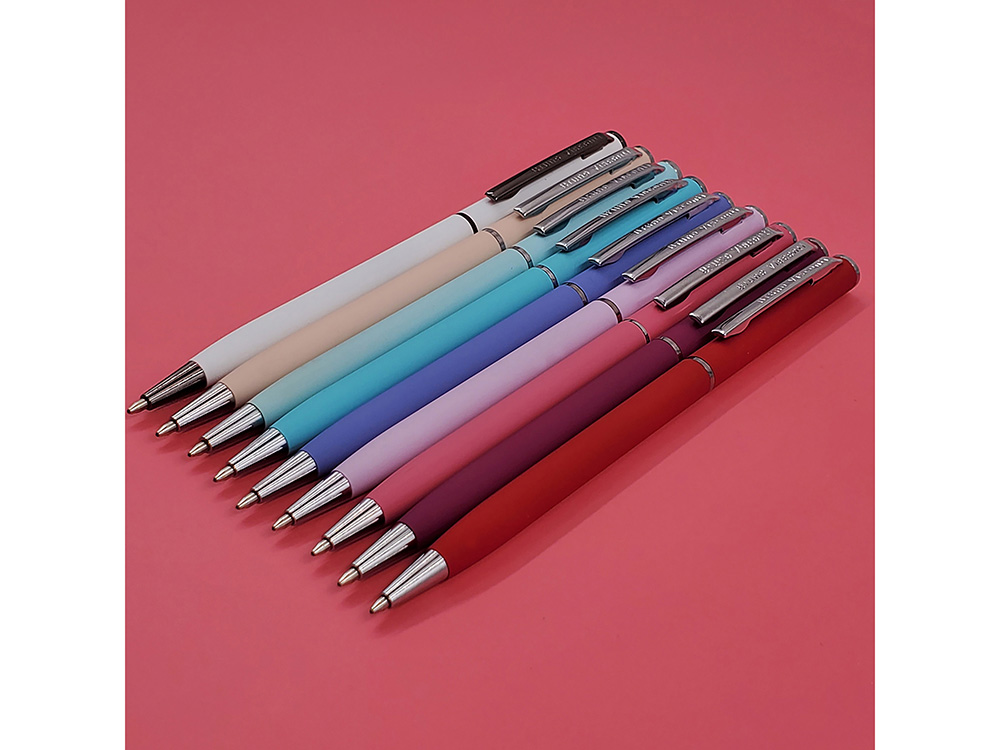 Ручка шариковая автоматическая BrunoVisconti® PALERMO цвет корпуса красный коралловый, soft-touch, 0.7 мм