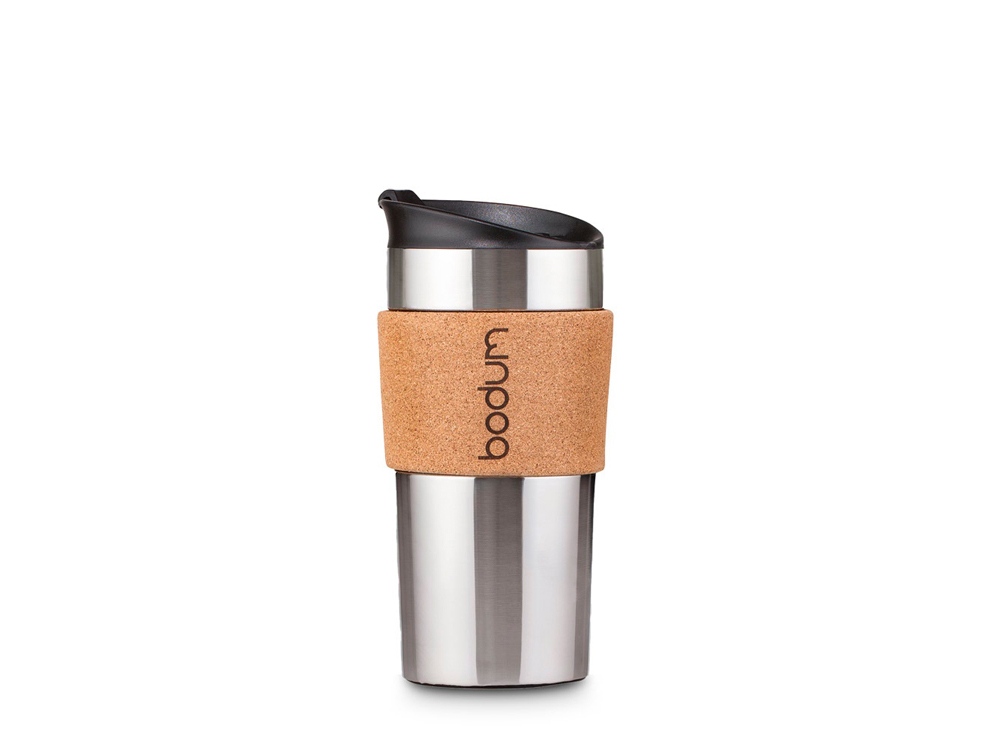 Термокружка TRAVEL MUG CORK, 350 мл — пример нанесения логотипа () | Print Logo
