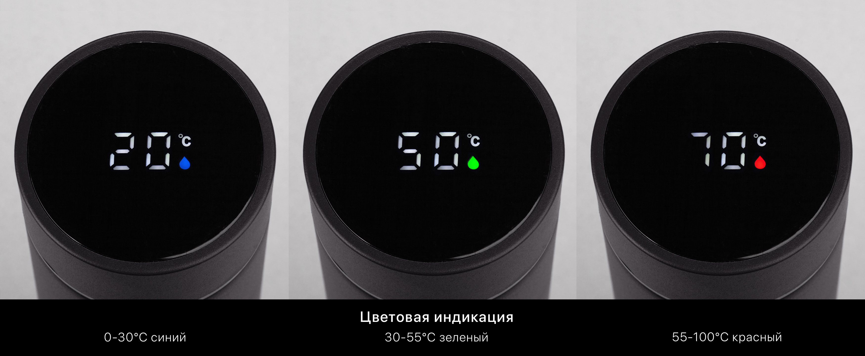Термос "Бостон" с индикацией температуры, soft touch, 0,5л., синий
