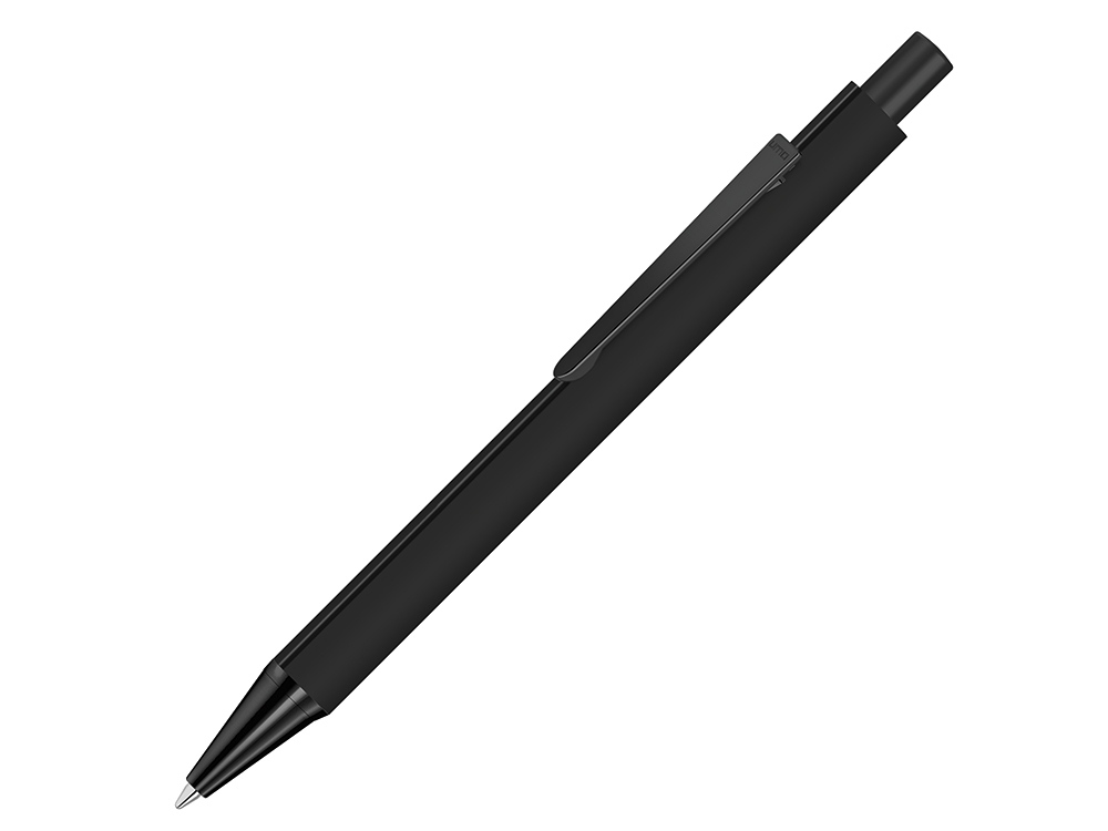 Ручка шариковая металлическая Pyra M soft-touch с зеркальной гравировкой и черными деталями с логотипом UMA | Print Logo