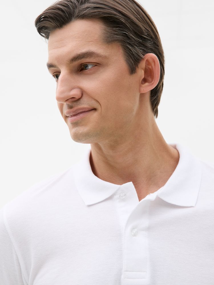 Рубашка поло мужская с длинным рукавом Perfect LSL Men белая, размер S