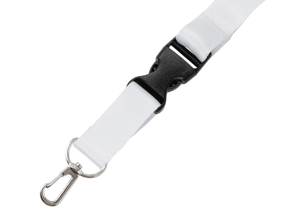 Ланъярд 2 см под сублимацию с карабином и межуровневым замком, серебристый