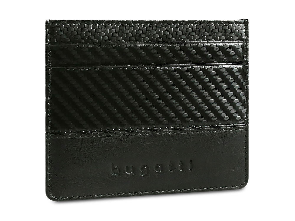 Портмоне для кредитных карт BUGATTI КОМЕТА | COMET, с защитой данных RFID, черное, натуральная воловья кожа, 10,2х0,2х8,2 см