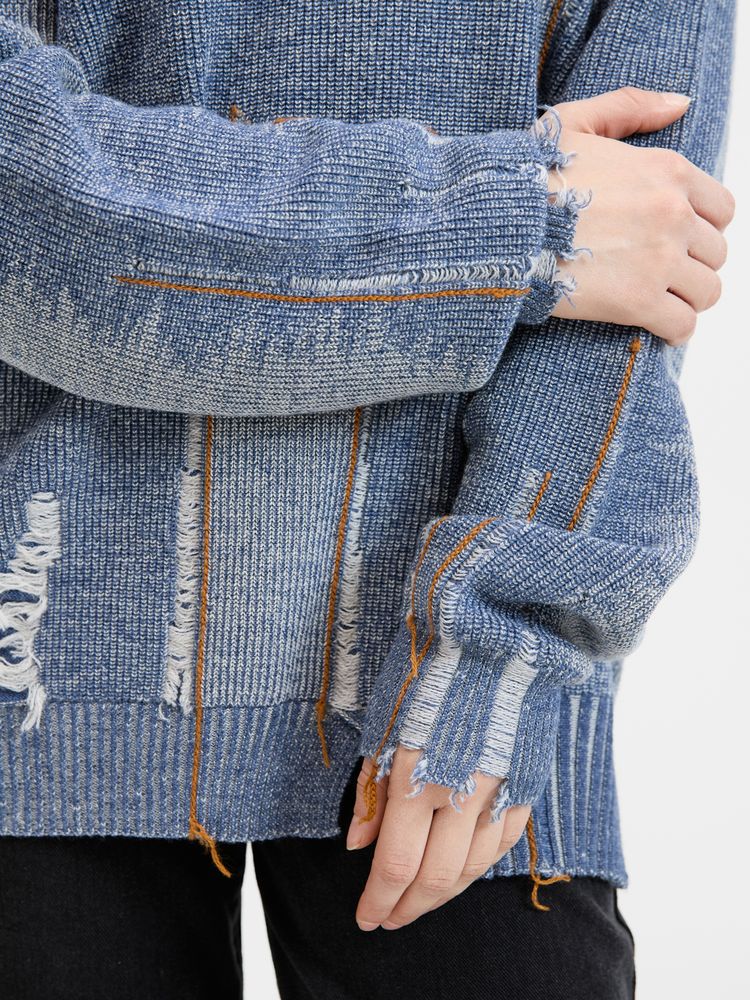 Джемпер Denim свободного силуэта на заказ, полушерсть, размер XL
