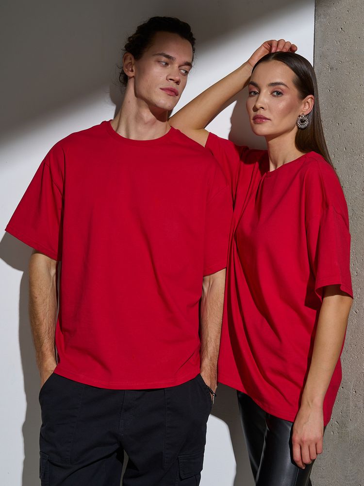 Футболка Oversize Premium, красная, размер XL