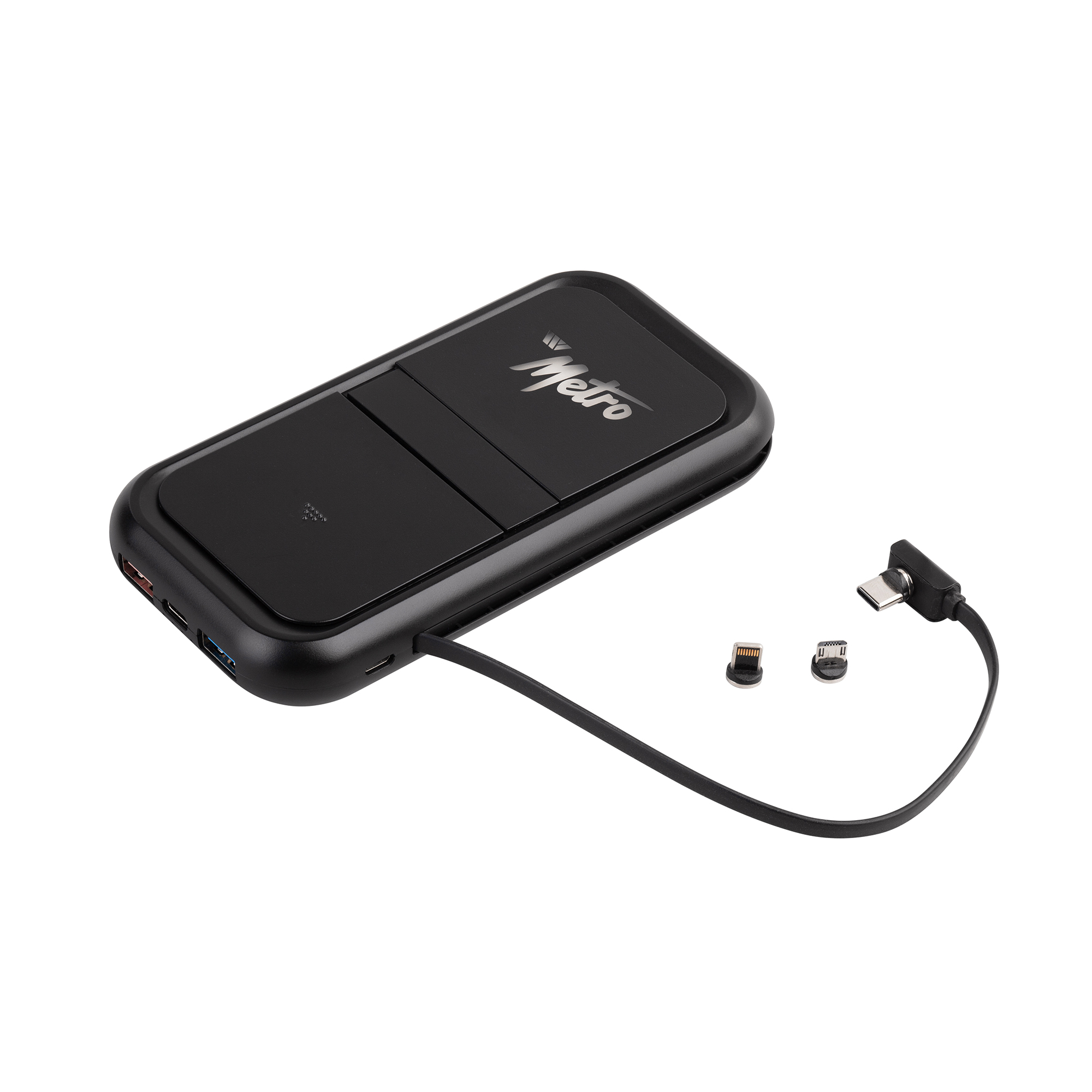 Беспроводное ЗУ "Fast &amp; Furious", 10000 mAh, с быстрой (22.5W/15W) зарядкой, с магнитным кабелем и набором переходников, с подсветкой логотипа фото на сайте Print Logo.