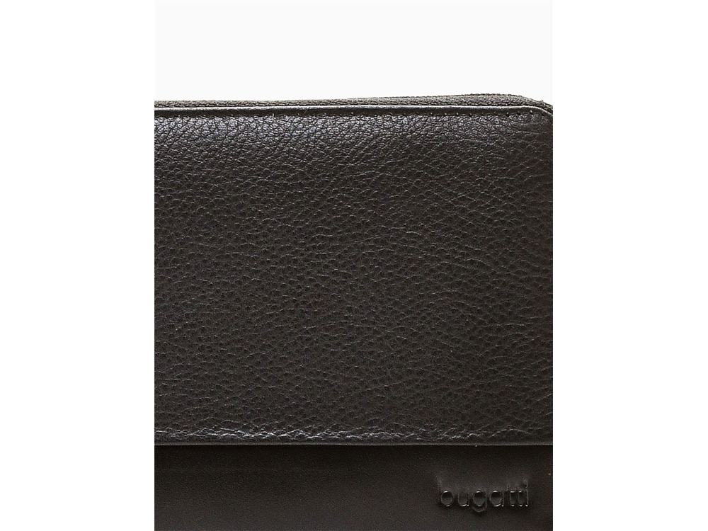 Кошелёк BUGATTI Atlanta, на молнии, чёрный, натуральная воловья кожа, 19,5х2,5х10,5 см