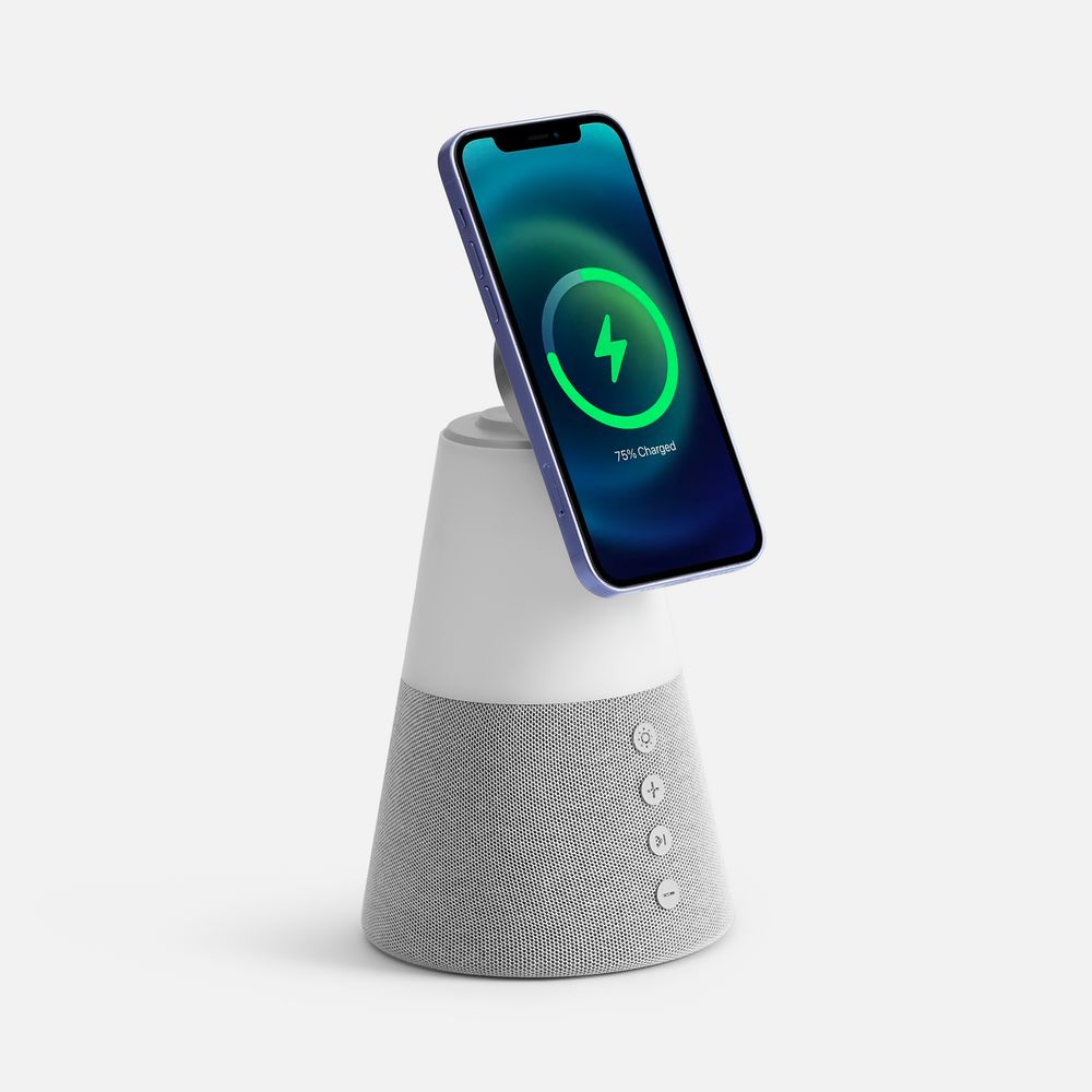 Bluetooth-колонка с беспроводной зарядкой и подсветкой Cone Sonance с логотипом Uniscend | Print Logo