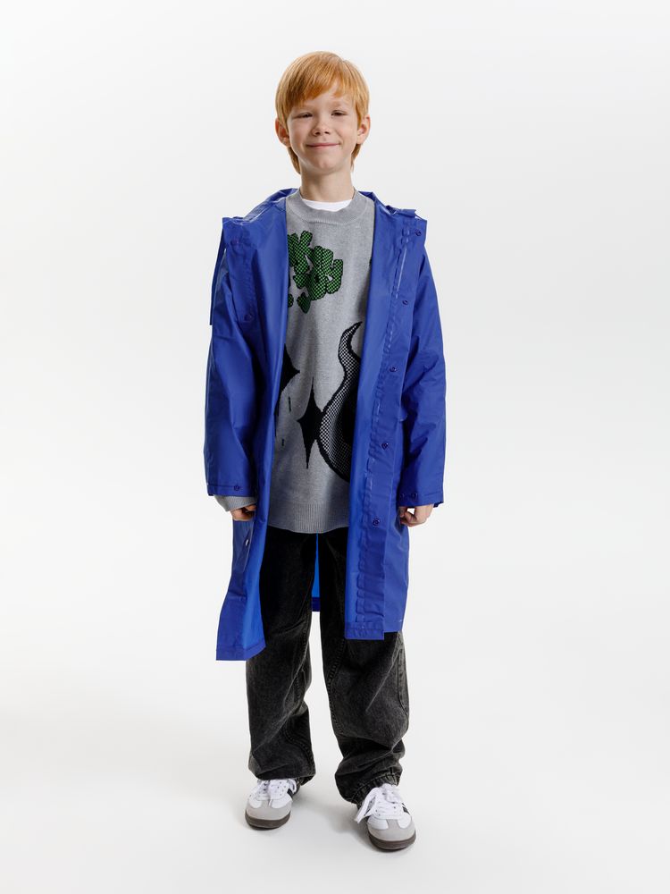 Дождевик детский RainDrop Kids, ярко-синий, 10 лет (рост 130-140)