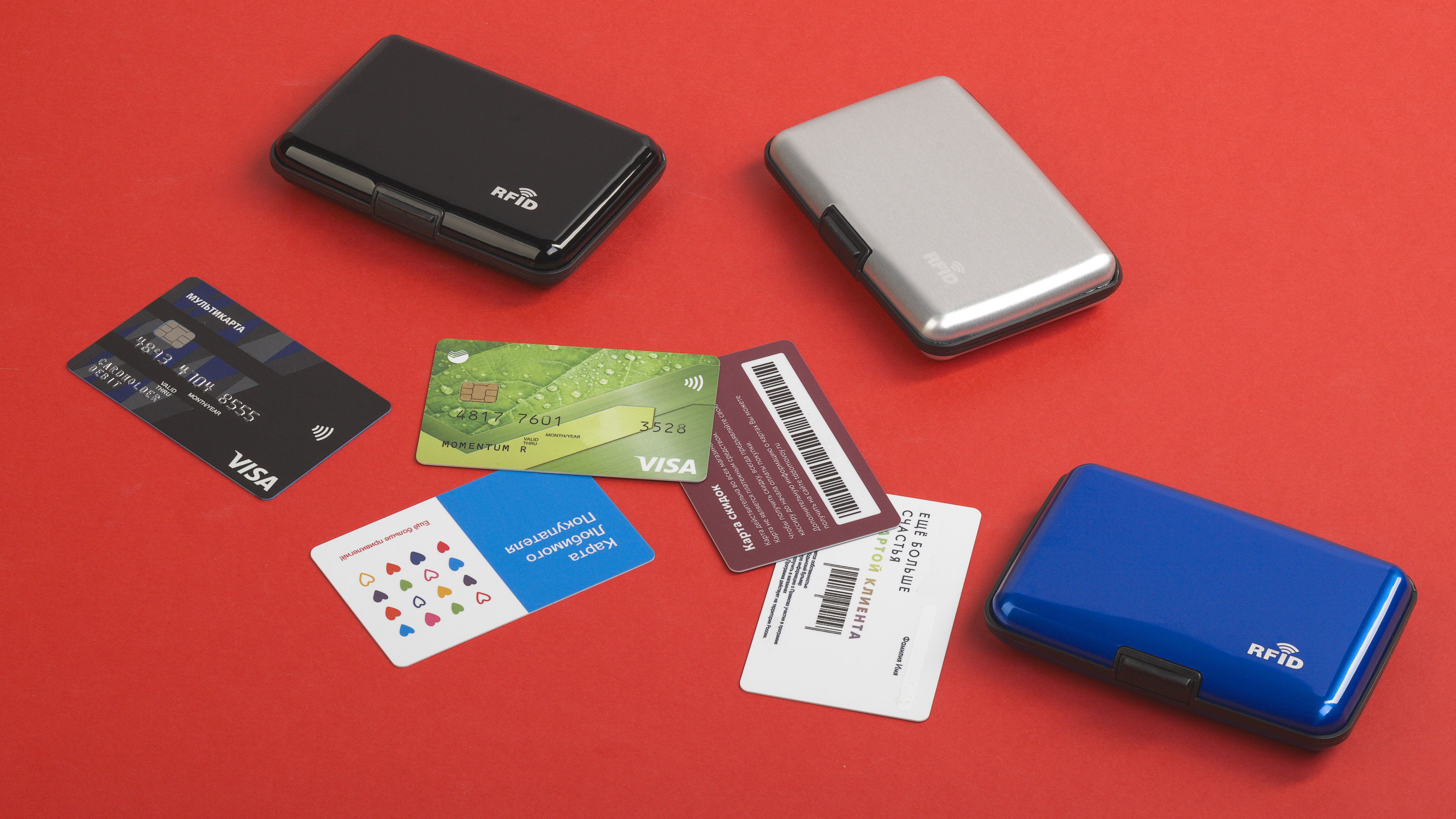 Футляр "Trust" для банковских карт и визиток с RFID - защитой от считывания данных, серебристый, серебристый