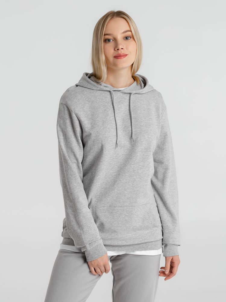 Толстовка с капюшоном унисекс Hoodie, серый меланж, размер L