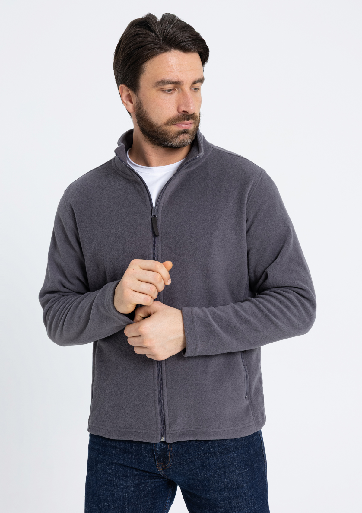 Толстовка унисекс STAN на молнии микрофлис 200, 21, Тёмно-серый,  (100/1)  (56/XXXL)