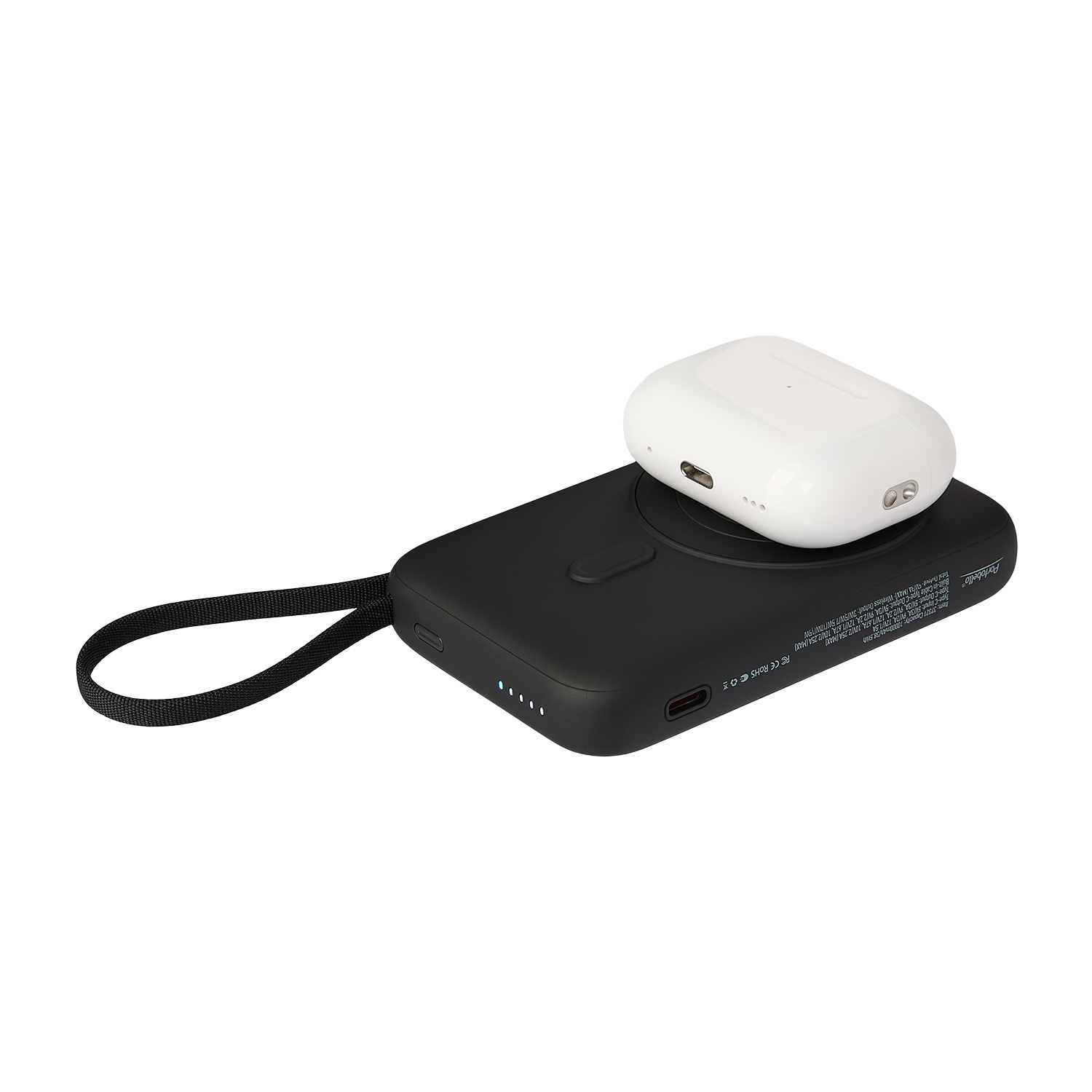 Внешний аккумулятор Комбо (Combo) 4-в-1 10000mAh с функцией беспроводной зарядки 15W, черный фото на сайте Print Logo.