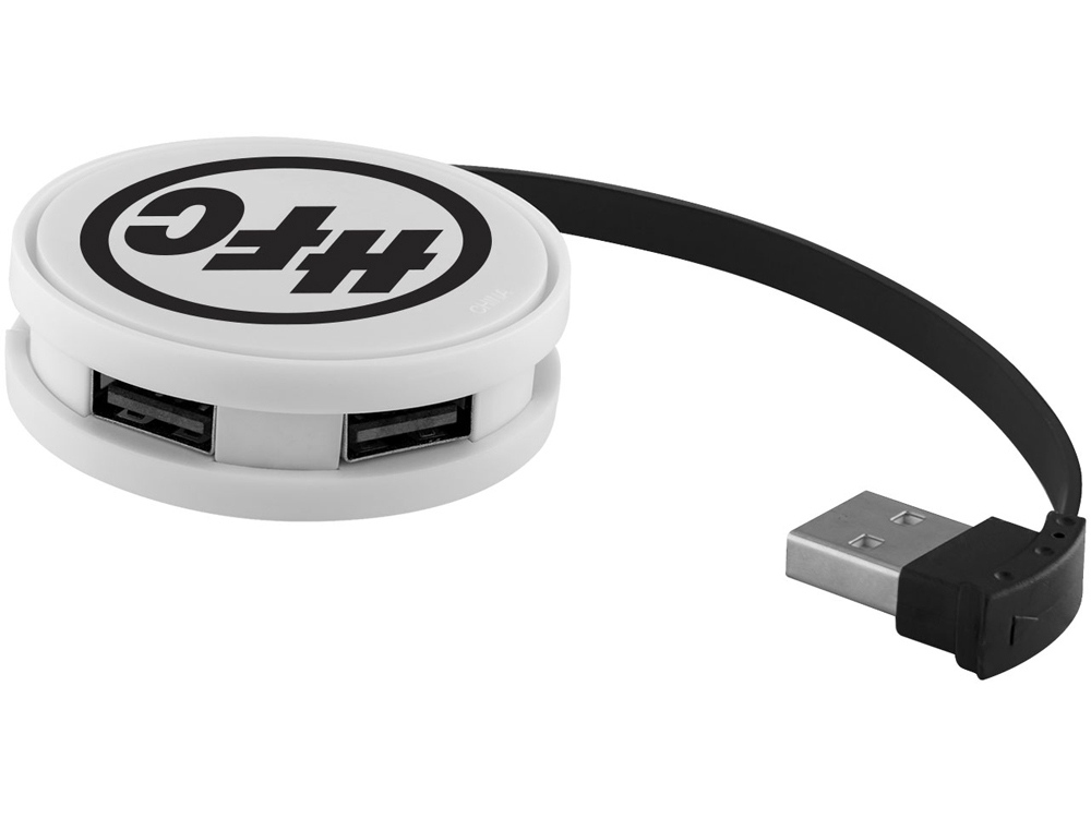 USB Hub Round, на 4 порта, белый/черный