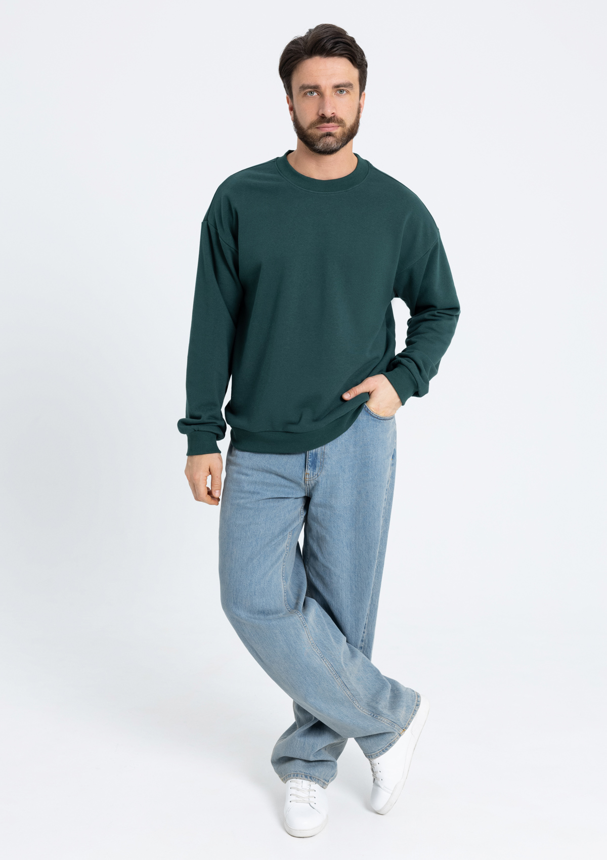 Свитшот унисекс STAN футер без начёса, 350, 96, Тёмно-зелёный,  (130)  (54/XXL)
