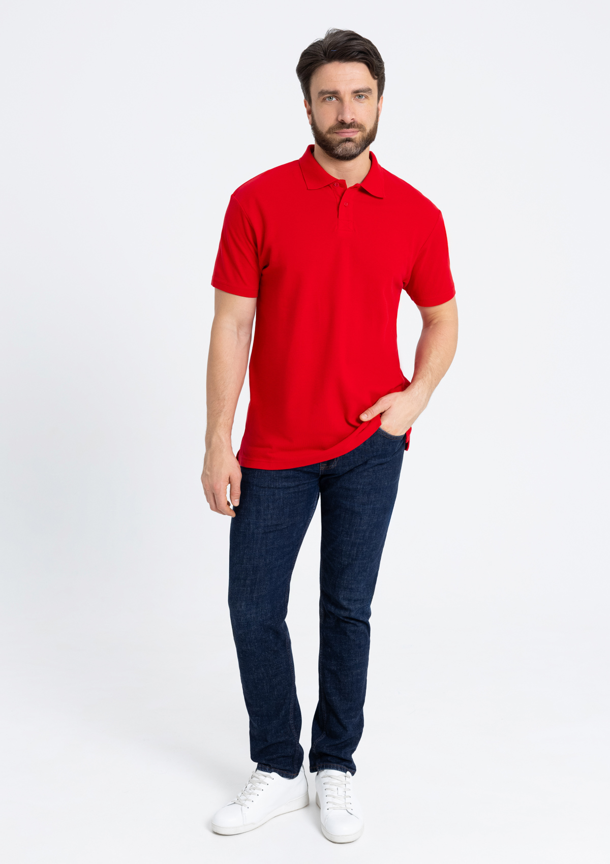 Рубашка поло унисекс STAN хлопок 185, 04U, Красный,  (14)  (40/3XS)