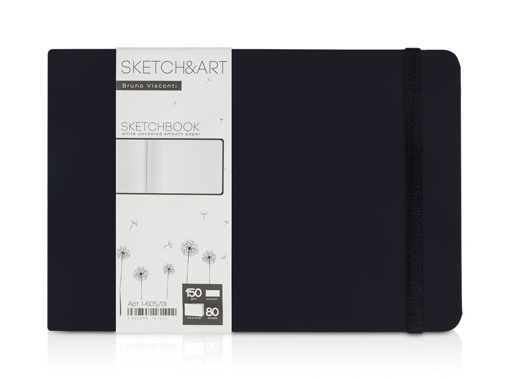 Скетчбук Sketch & Art в твердом переплете 213х146 мм, 80 л. белой бумаги 150 г/м2, черный