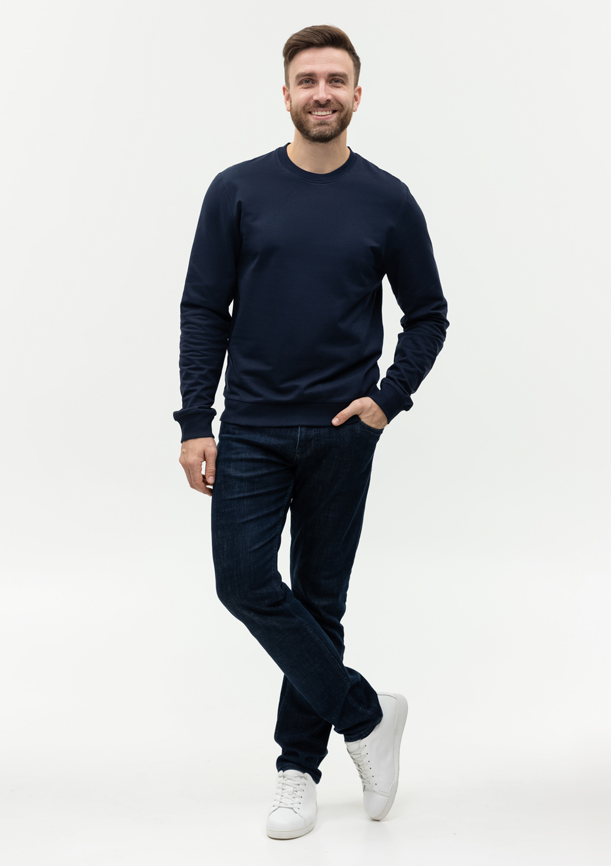Свитшот унисекс STAN футер без начёса, 260, 63, Тёмно-синий,  (46)  (46/S)