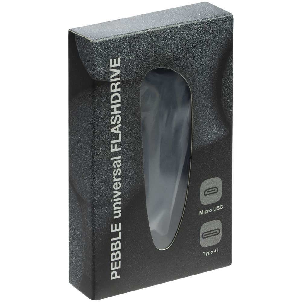 Флешка Pebble Universal, USB 3.0, серо-синяя фото на сайте Print Logo.