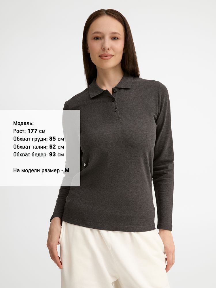 Рубашка поло женская с длинным рукавом Perfect LSL Women черный меланж, размер XL