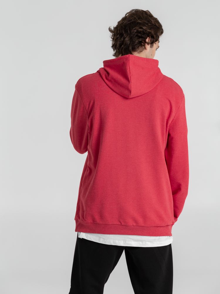 Толстовка с капюшоном унисекс Hoodie, красный меланж, размер L