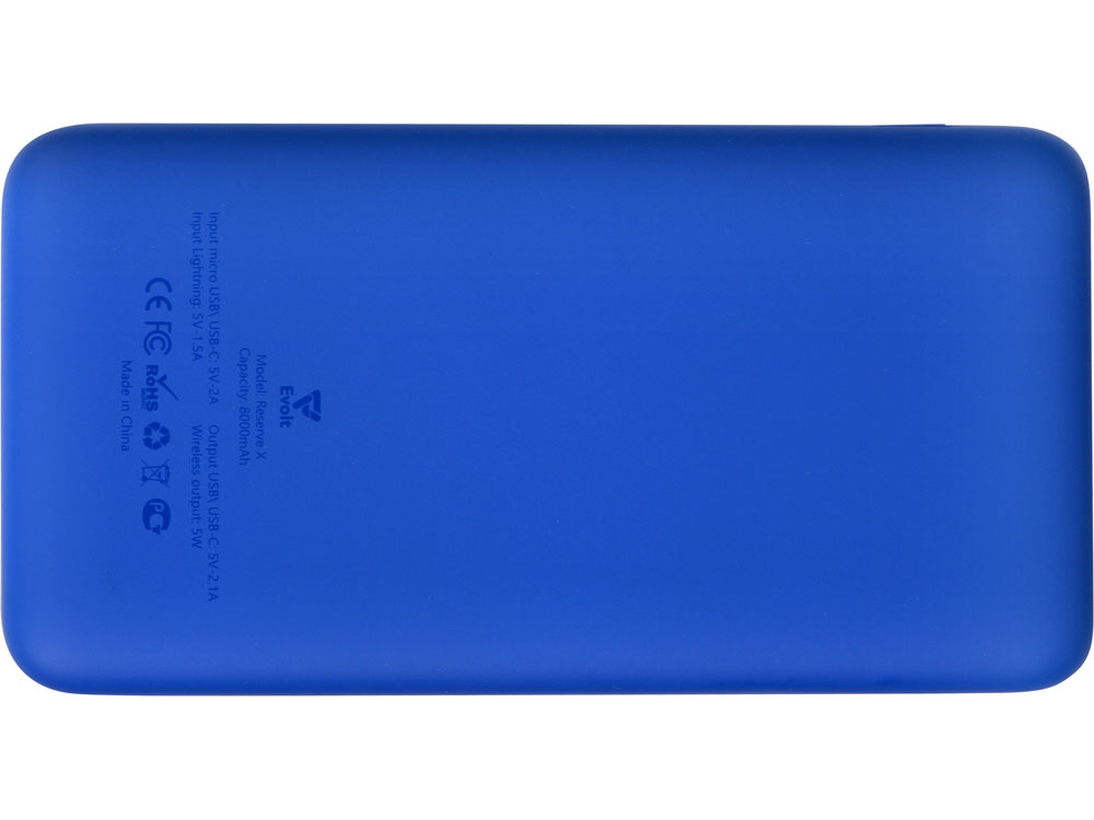 Внешний беспроводной аккумулятор с подсветкой лого Reserve X. 8000 mAh, синий