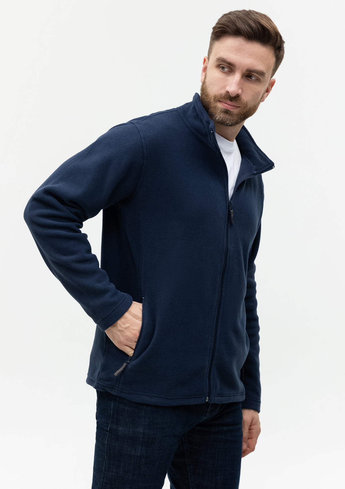 Толстовка унисекс STAN на молнии микрофлис 200, 21, Тёмно-синий,  (46)  (48/M)