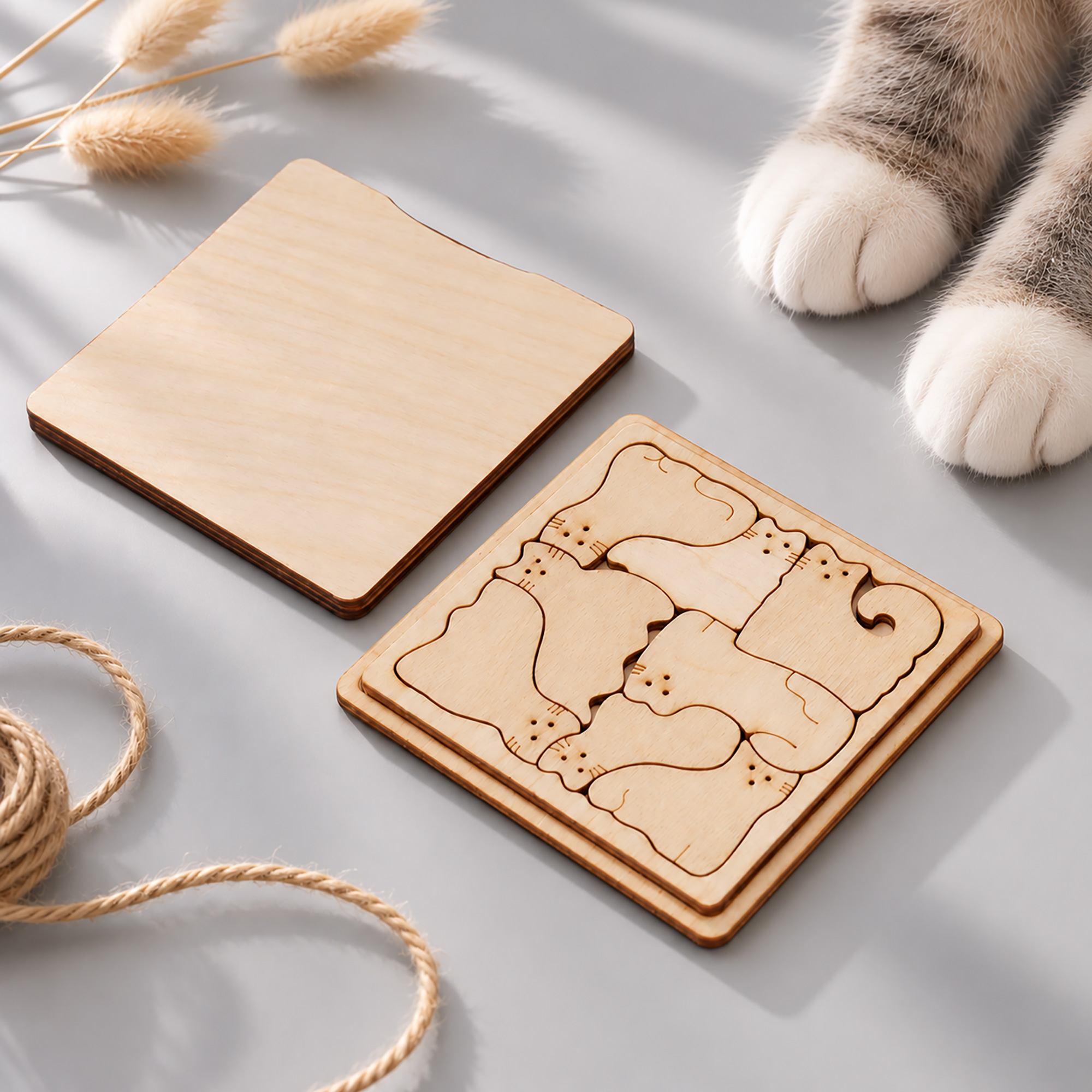 Деревянная головоломка Catgram с логотипом  | Print Logo