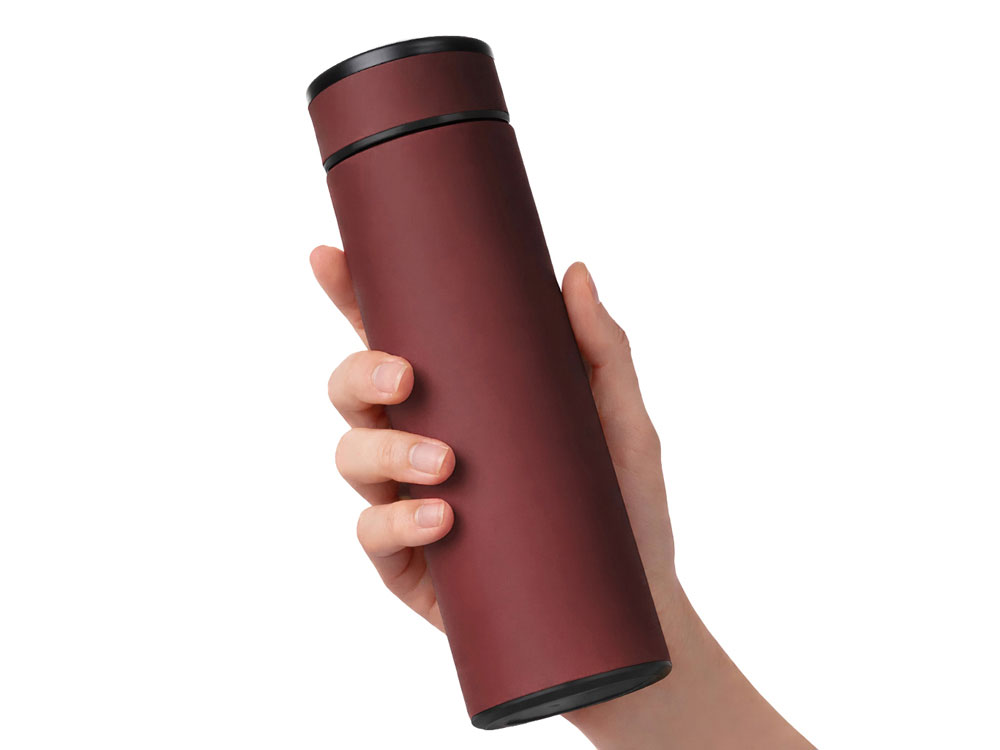 Термос Confident с покрытием soft-touch 420мл, бургунди
