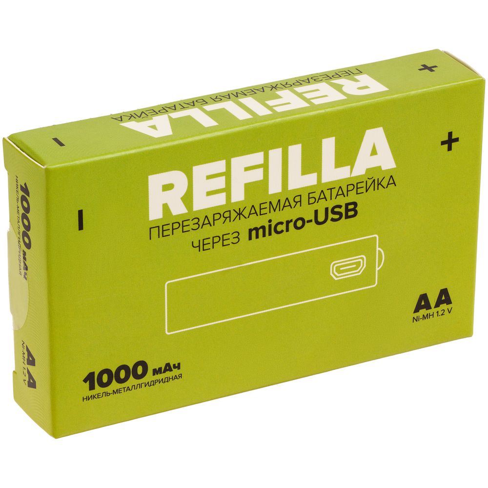 Набор перезаряжаемых батареек Refilla AA фото на сайте Print Logo.