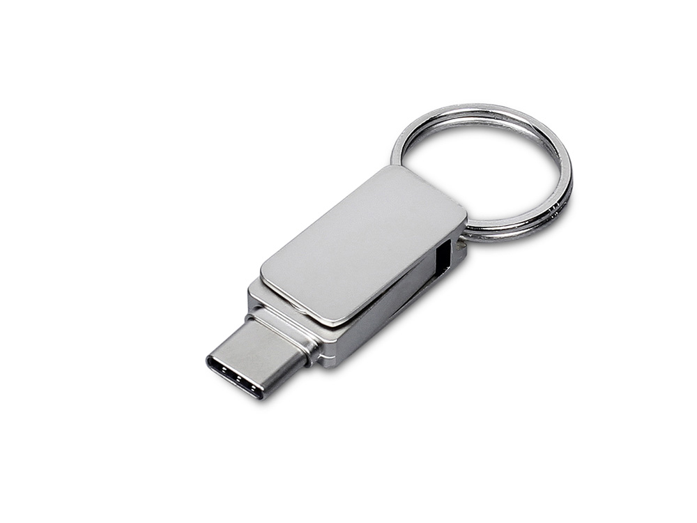 USB 3.0- флешка Mercury на 64 Гб с поворотным механизмом и дополнительным разъемом Type-C с логотипом  | Print Logo